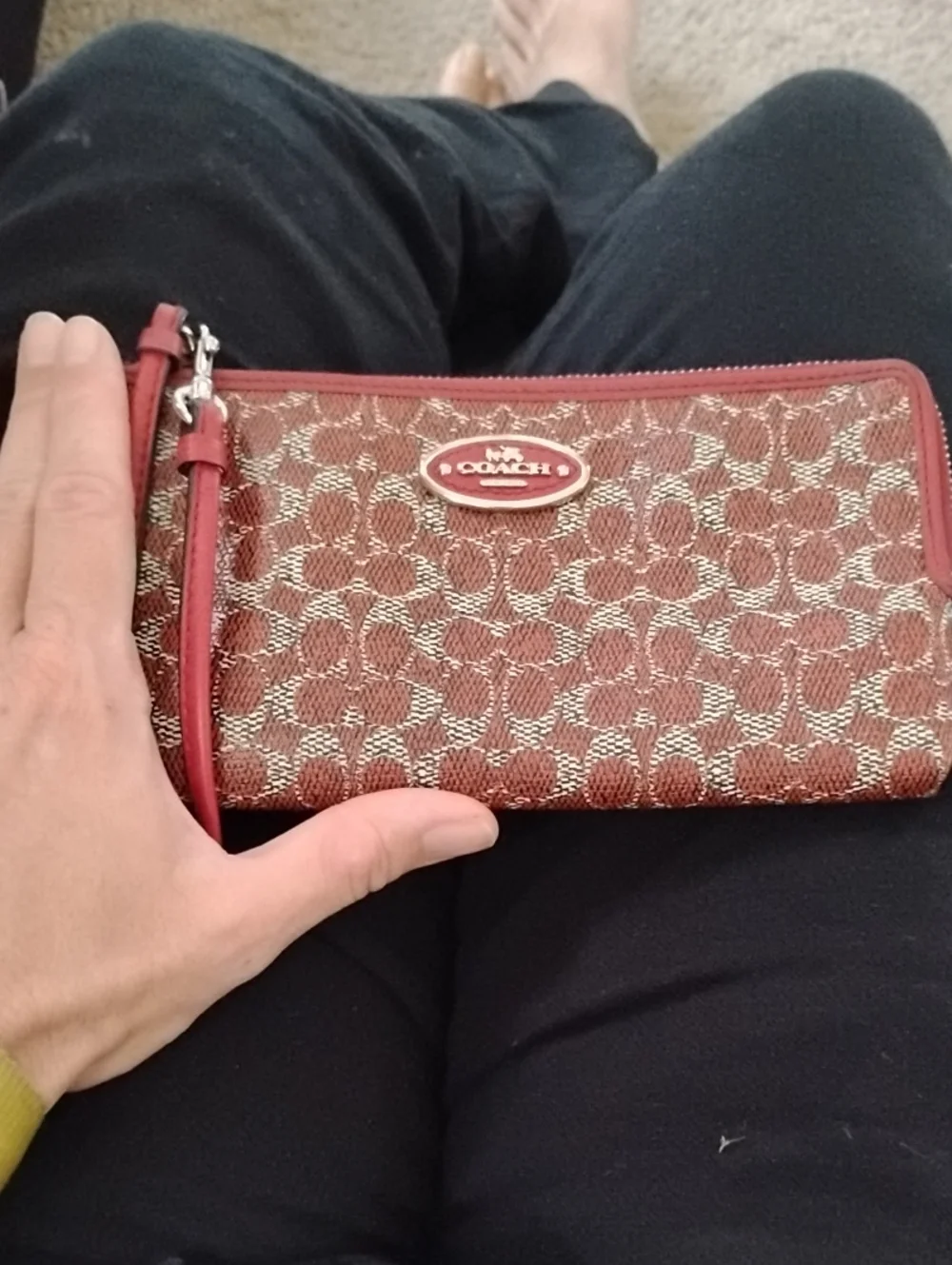 Coach Red Signature Zip Wallet